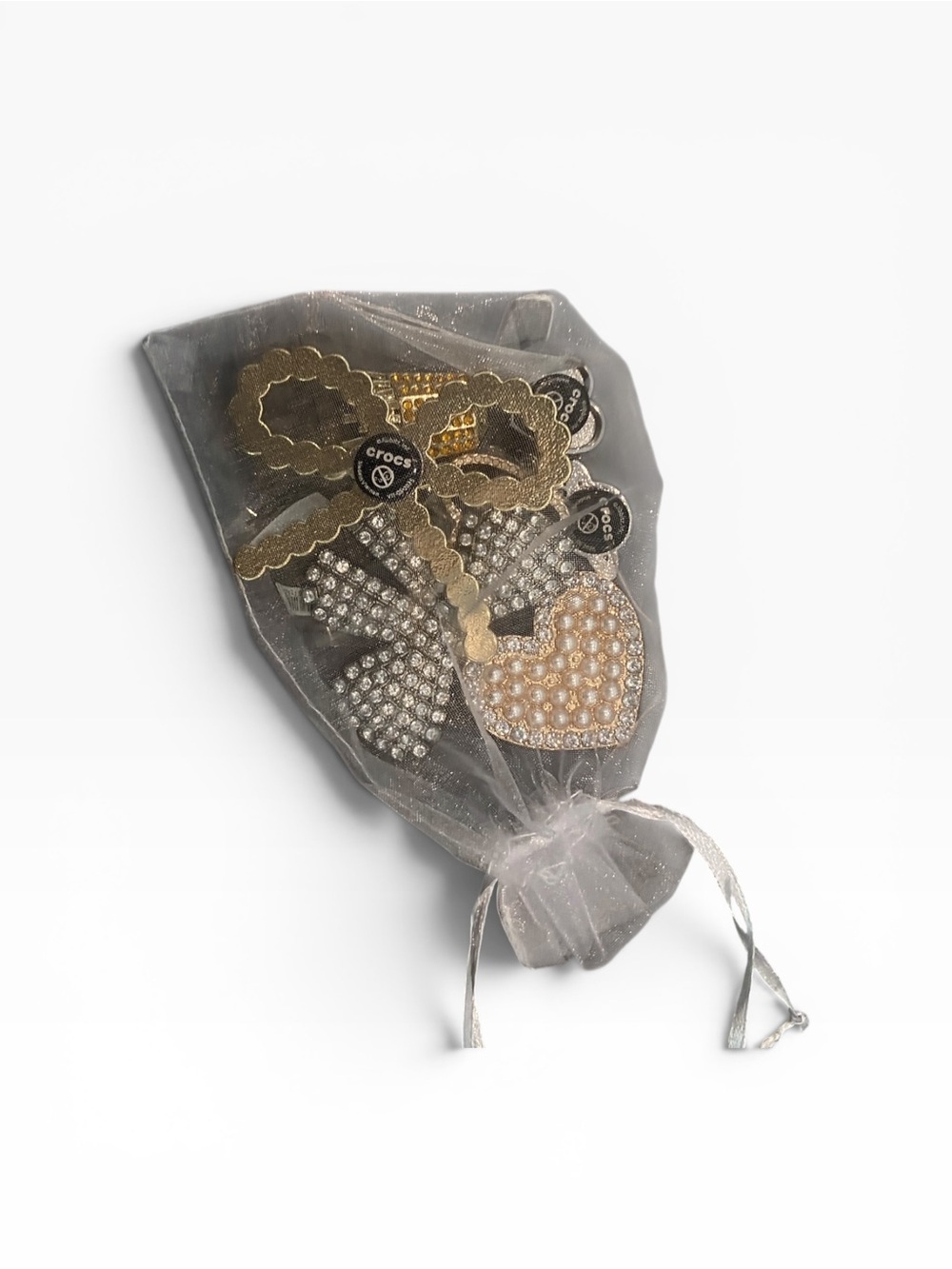 Crocs Gold & Pearl Heart Jibbitz Charm Pack - Women Accessories